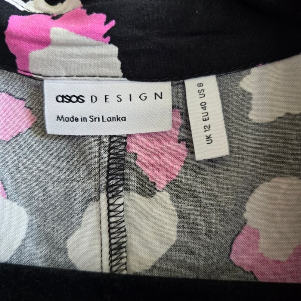 NWT Asos Design Oversized Long Sleeve Pink Mono Splodge Print Button Up Blouse - Picture 4 of 10